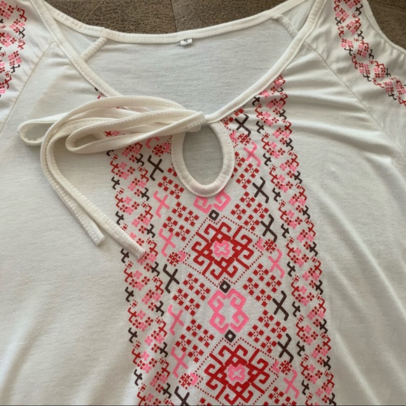 White Cold Shoulder Peasant Blouse - Picture 2 of 4